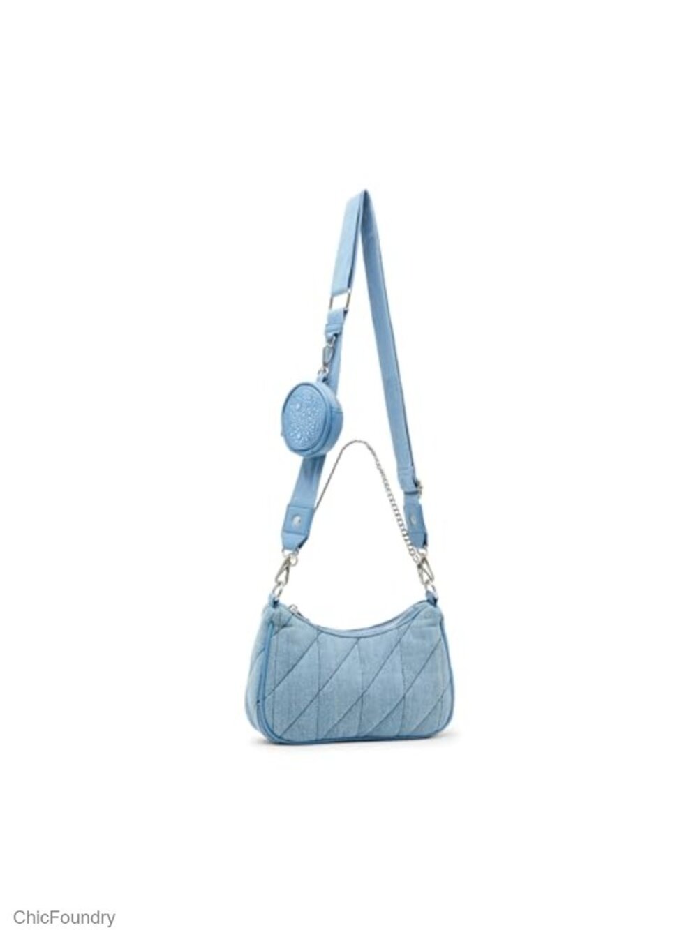 Denim Hobo Shoulder Bag with Adjustable Crossbody Strap